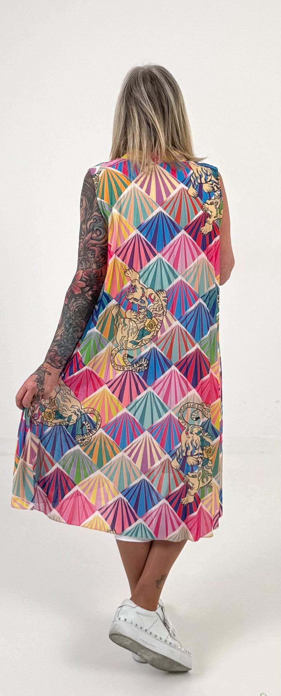 Dress model "Tiger" - blue-pink-multicolored