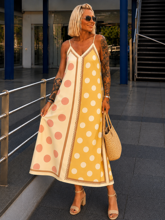Luftiges Sommerkleid mit Print - gelb mehrfarbig