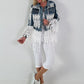 Boho Jeansjacke mit besonderen  Details - denim-weiss