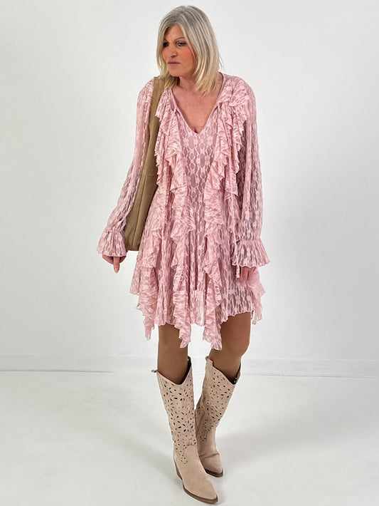 Kleid/Tunika aus Spitze - rosa