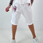 Kurze Baggy mit breiten Nähten - weiss