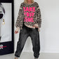 Oversized Sweater im Leoprint mit Schriftzug - beige