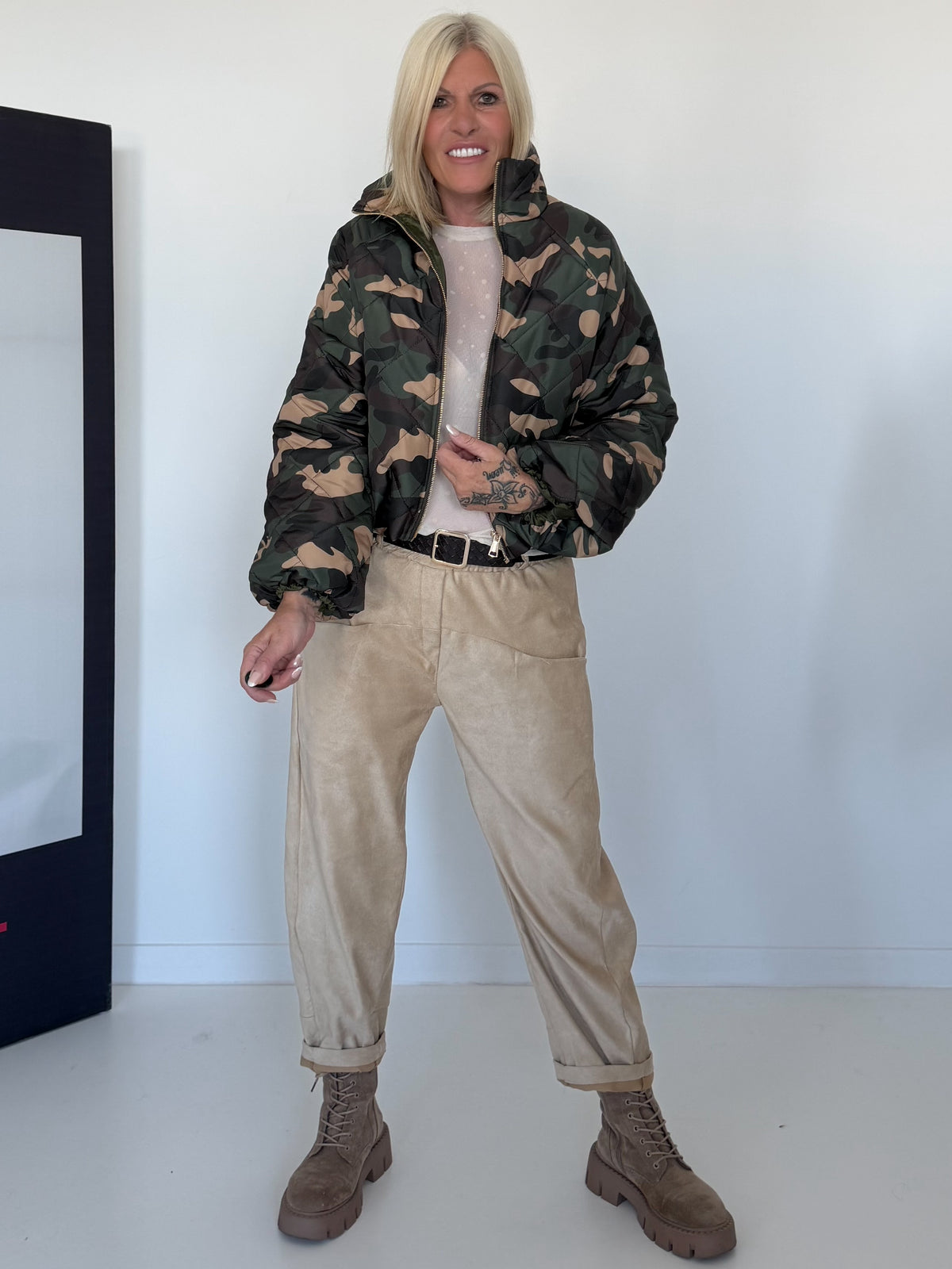 Puffy-Bomberjacke im Camouflage-Look - oliv-mehrfarbig