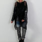 Stylish Long Mesh Shirt with Skull Details - black