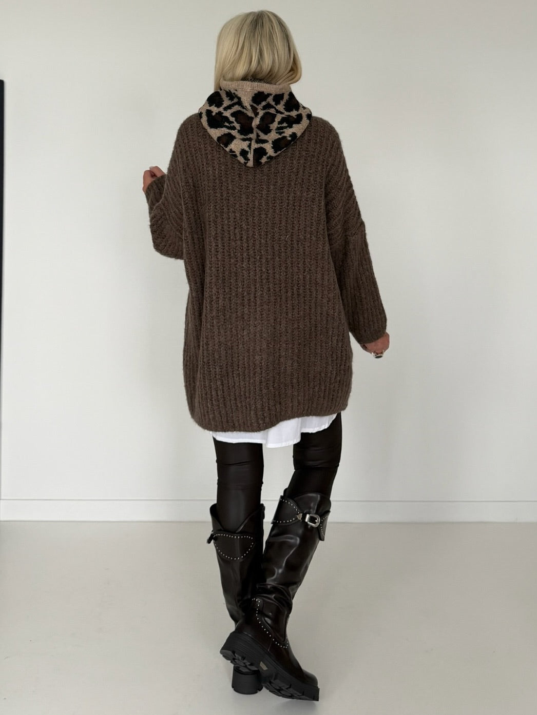 Rippstrickpullover - taupe