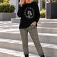 Pullover mit Strass-Comic-Motiv - schwarz