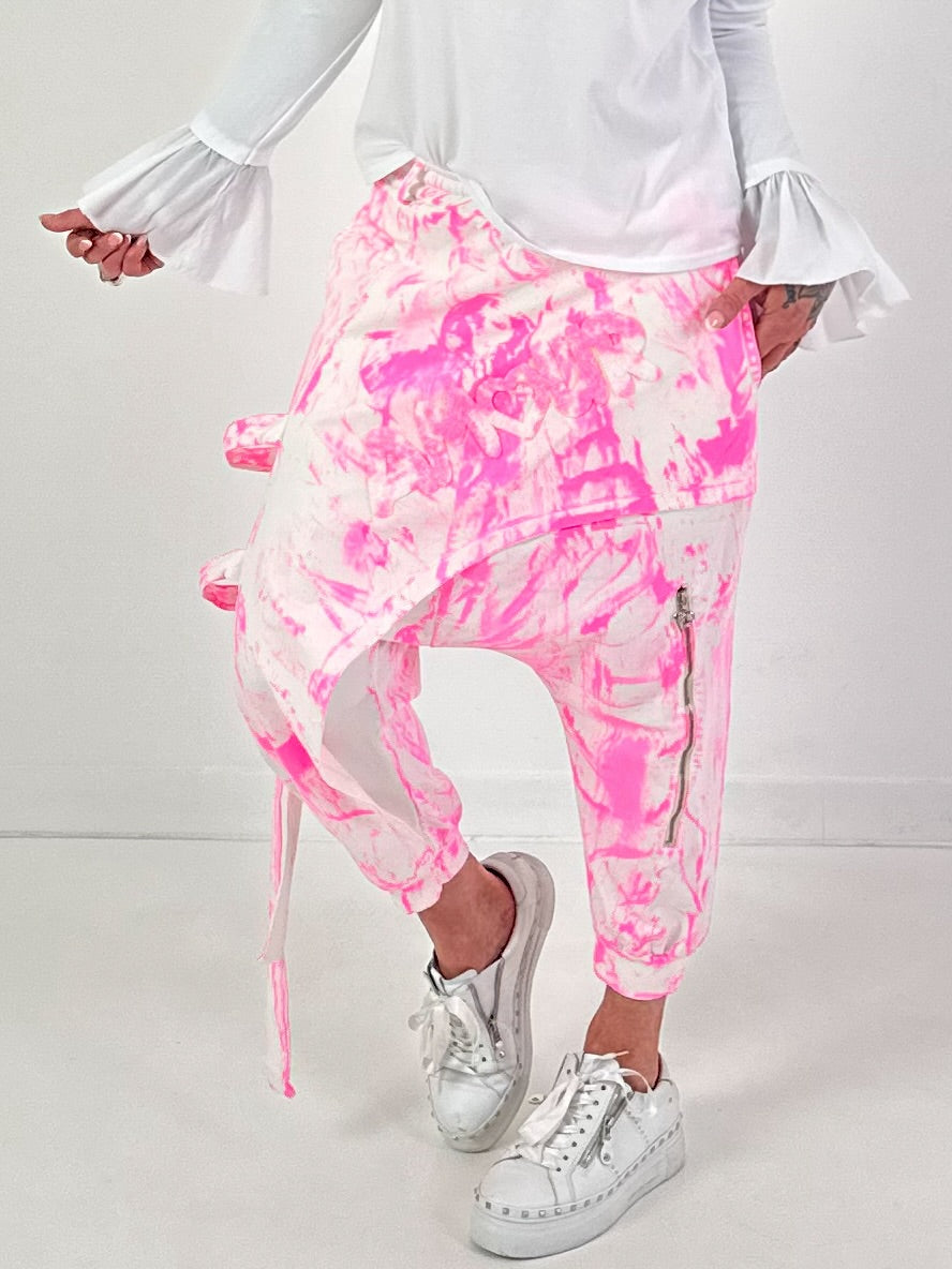Batik-Baggy Amour - weiss-neonpink