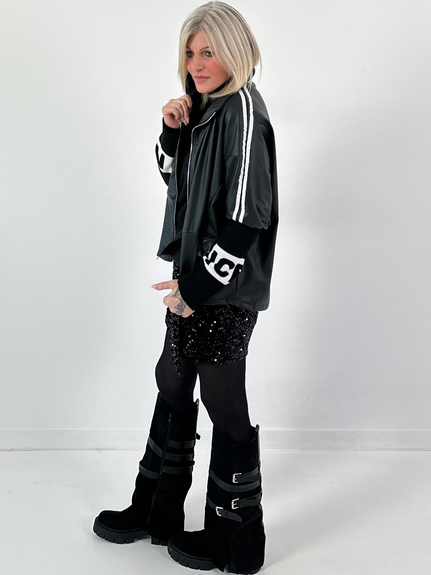 Kunstleren jack, model "Powerlane" - zwart