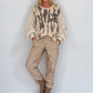 Sweater Nice mit Strickeinsätzen - beige