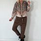 Blouse jacket with print - leo-beige