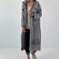Hooded coat with print - gray