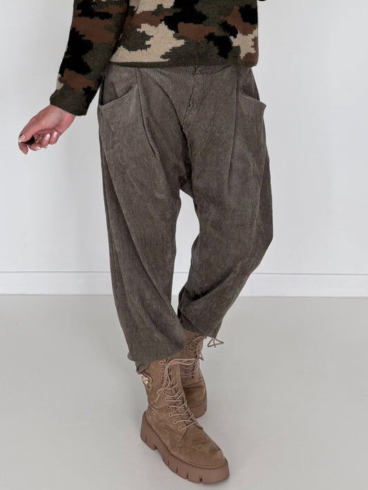 Cord-Baggy - taupe