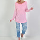Shirt met watervalhals - roze