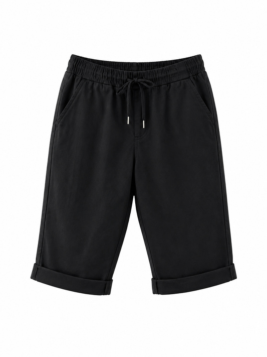 Kurze Hose mit Bindeband - schwarz