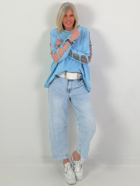 Shirt mit Nieten - hellblau