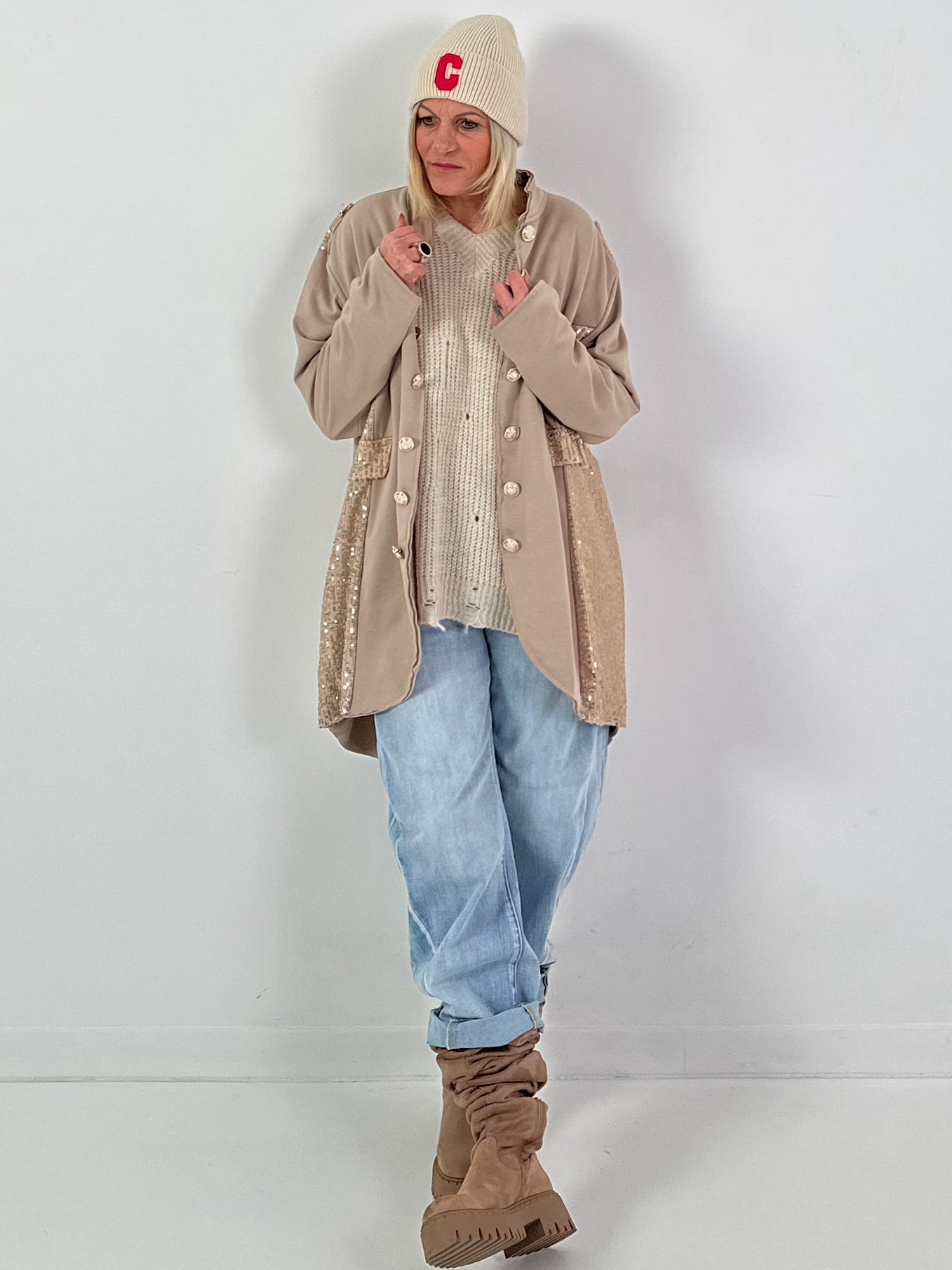 Oversized militair blazer model “Glam Officer” - beige