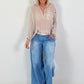 Tunic with crochet inserts - beige