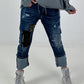 Destroyed Jeans mit aufwendigen Details - denim