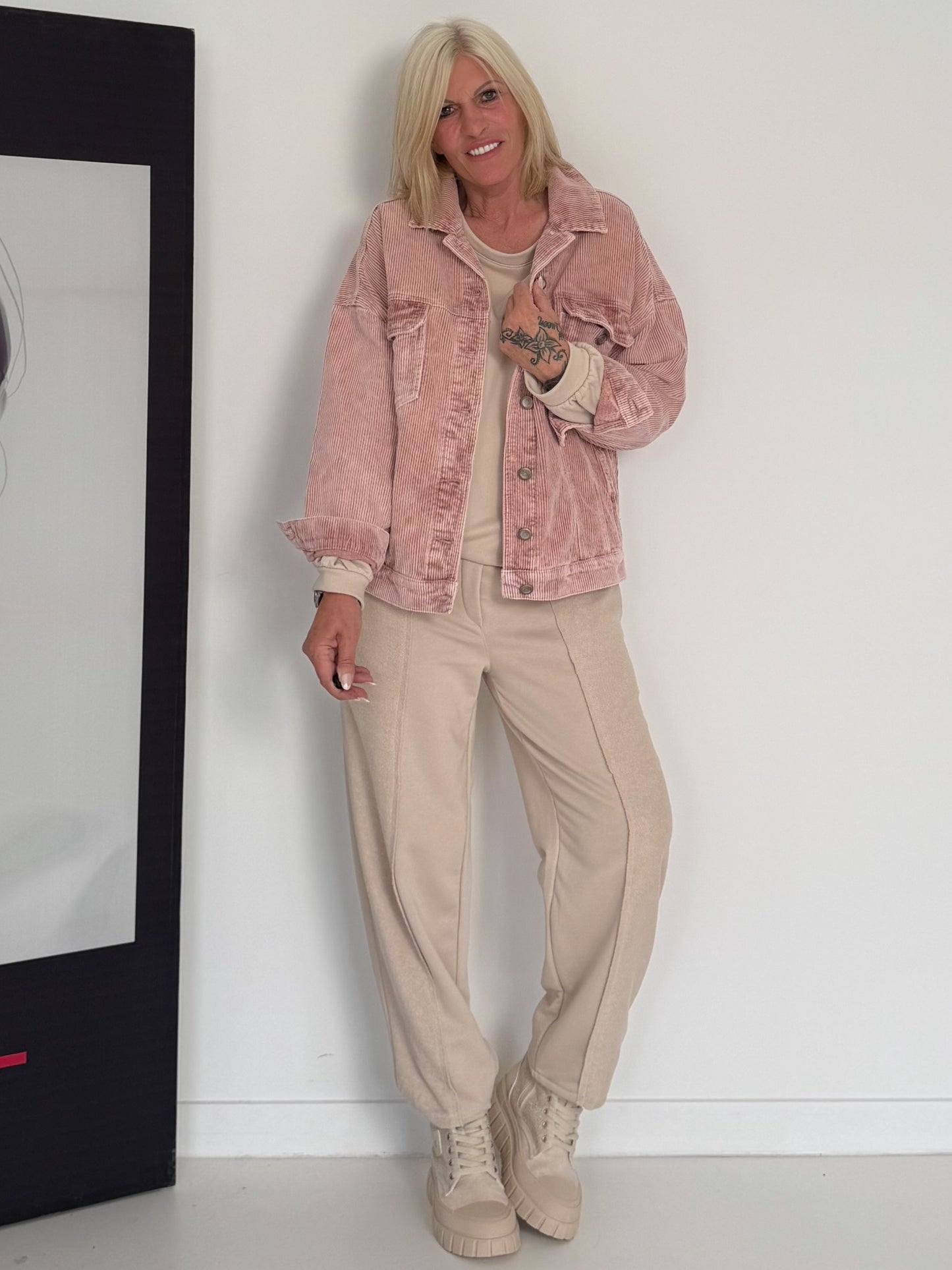 Oversized Cordjacke - rosa