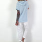 T-shirt met capuchon en strepenpatroon - lichtblauw-wit