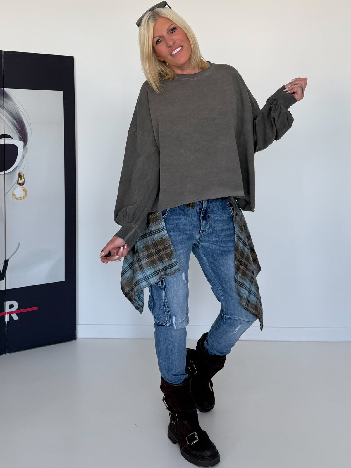 Kastiger Sweater Smile - dark-chocolate