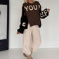 Sweater mit Strickeinsätzen - mokka