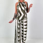 Two-piece with graphic pattern - khaki-white
