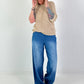 Häkelpulli mit eingearbeiteten Pailletten - beige