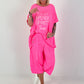Lässige Sweathose mit Ösendetails - neonpink