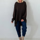 Oversized Shirt mit Statement Spruch auf dem Rücken - mokka