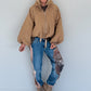 Jacket with puff sleeves - camel