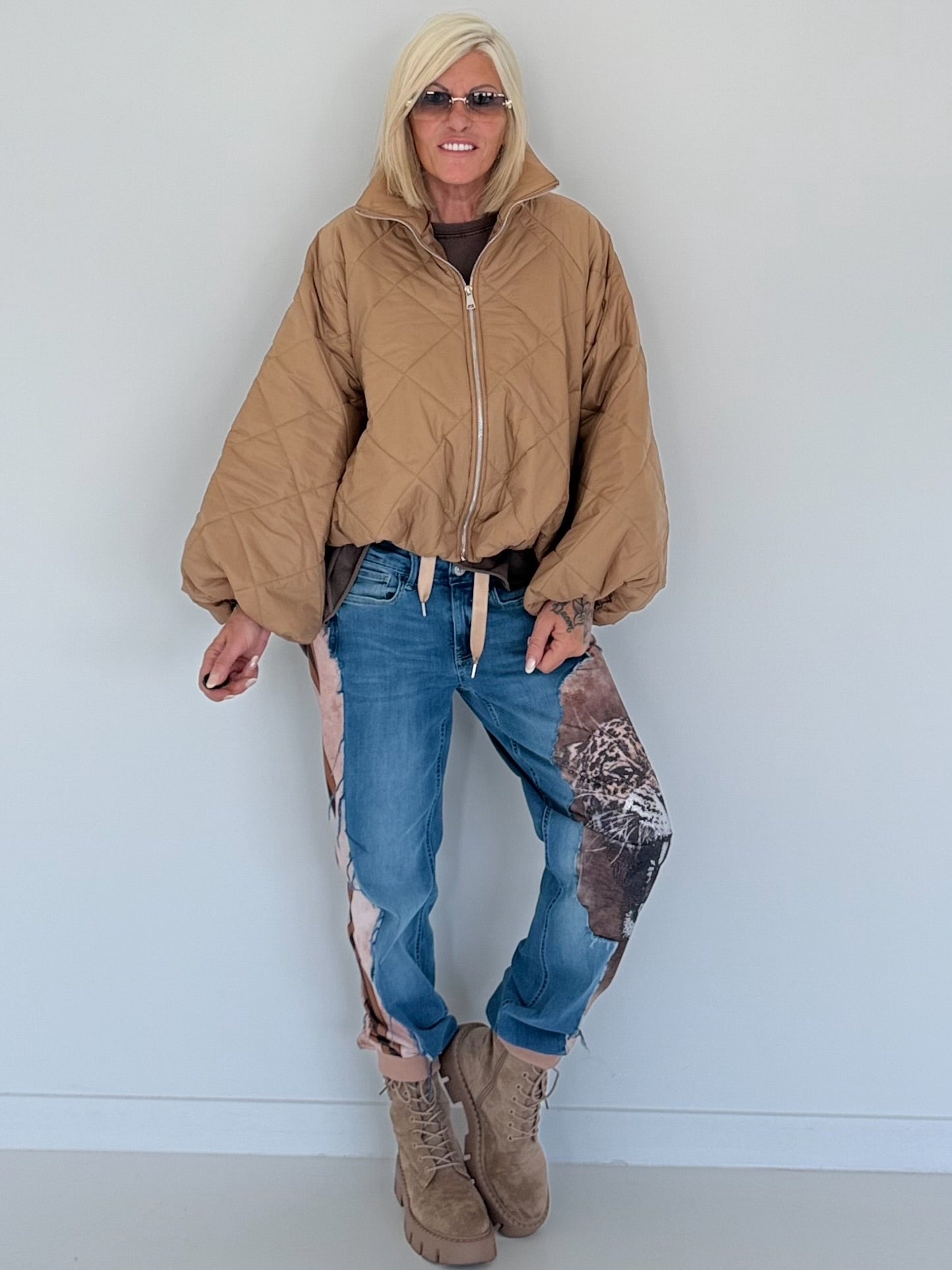 Jacket with puff sleeves - camel