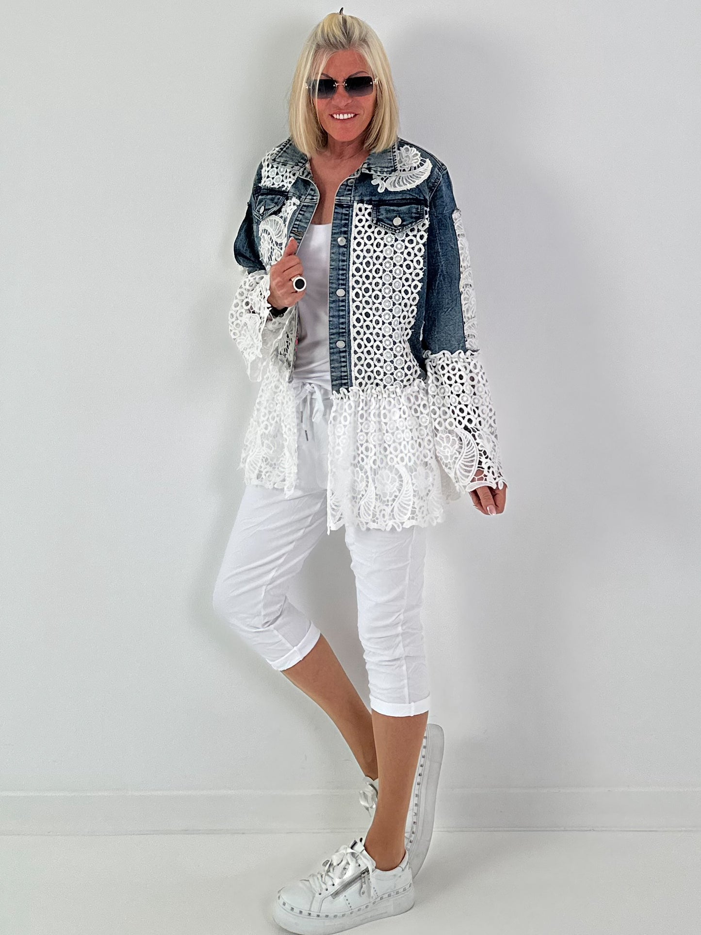 Ibiza Jeansjacke mit aufwendigen  Details - denim-weiss