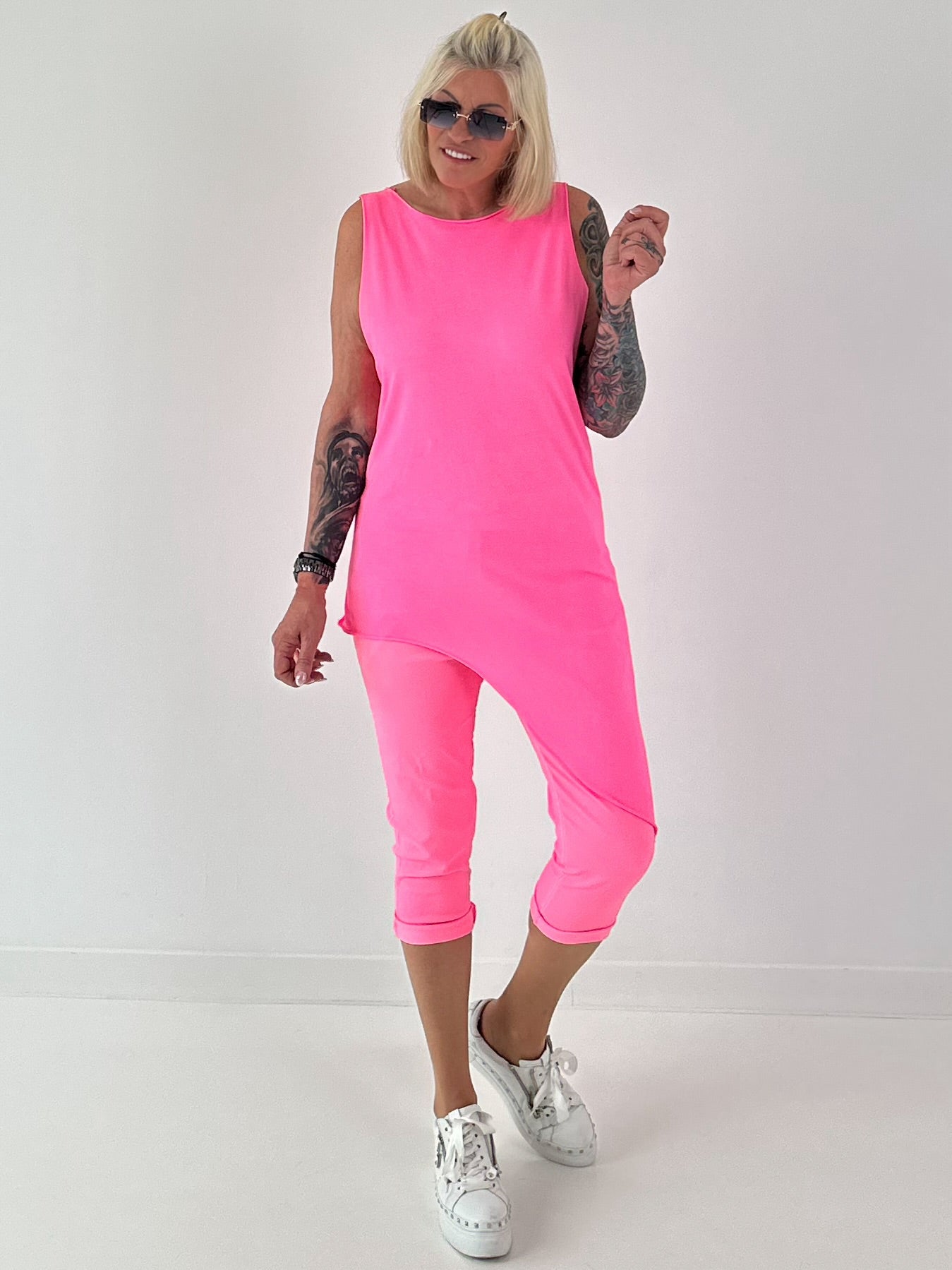 Long Top asymmetrisch - neonpink