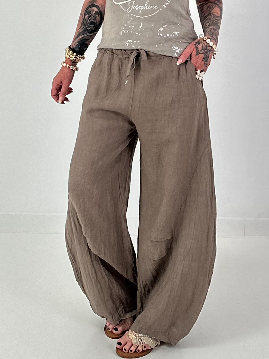 Ballon Leinen Hose - taupe