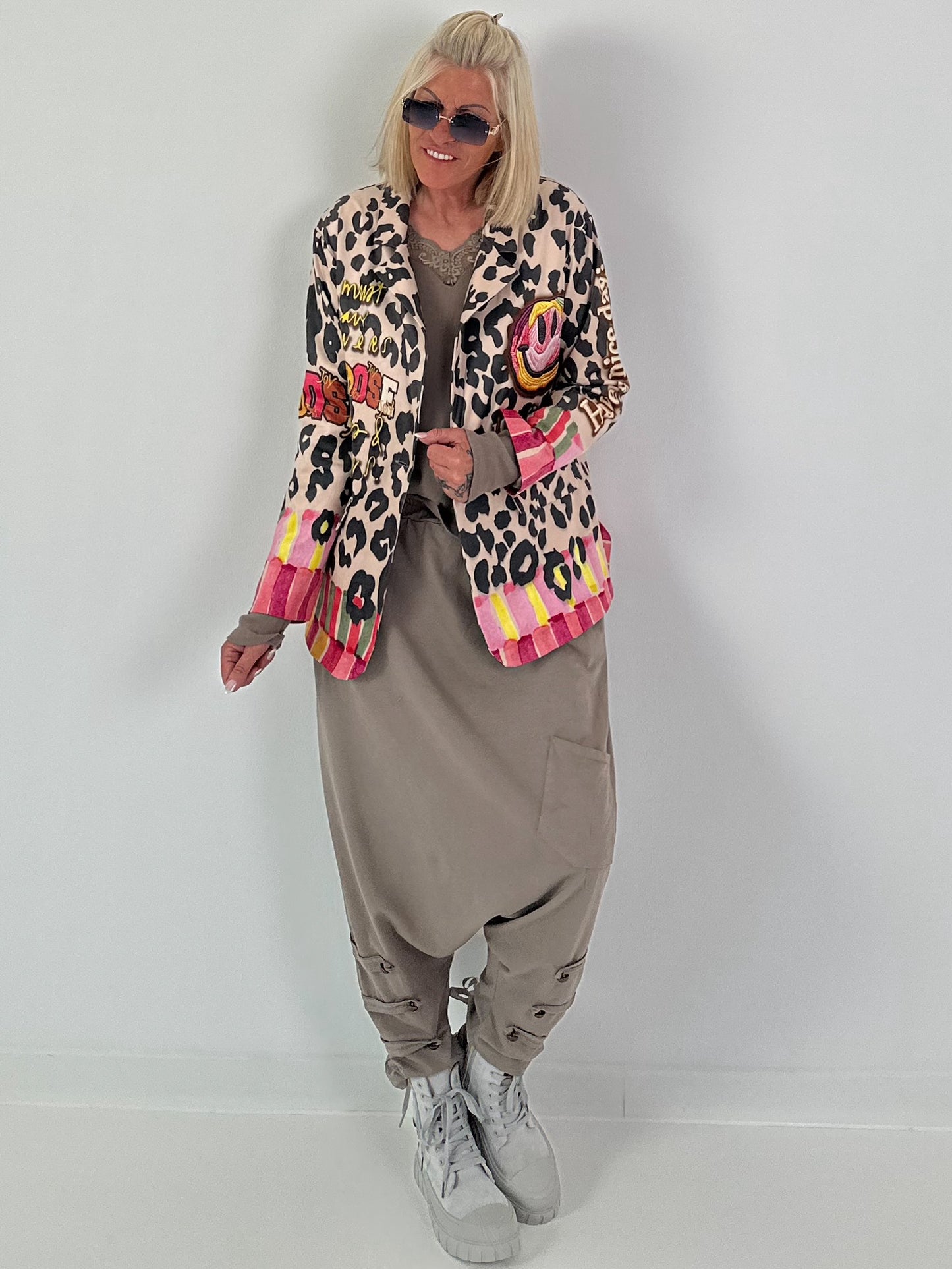 Blazer mit Print - beige-mehrfarbig