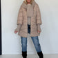 Winterjacke 2 Looks mit Stulpenärmeln und abnehmbarem Strickeinsatz - beige