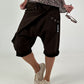 Baggy Short mit Überwurf und Tasche mit Details - schoko