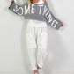 Cropped sweater model "Something" - grijs-wit