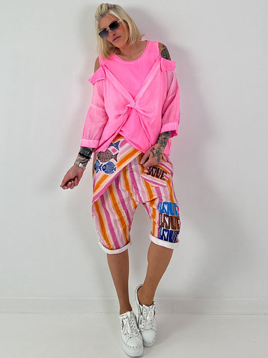 Tunika mit integrierten Top - neonpink