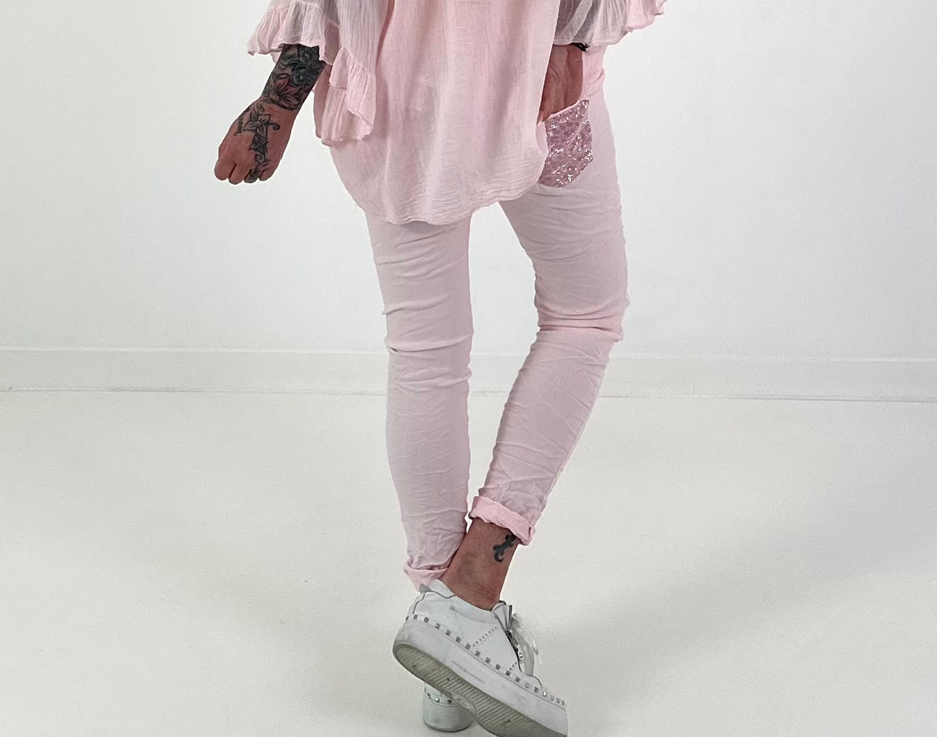 Pants with stars - pink