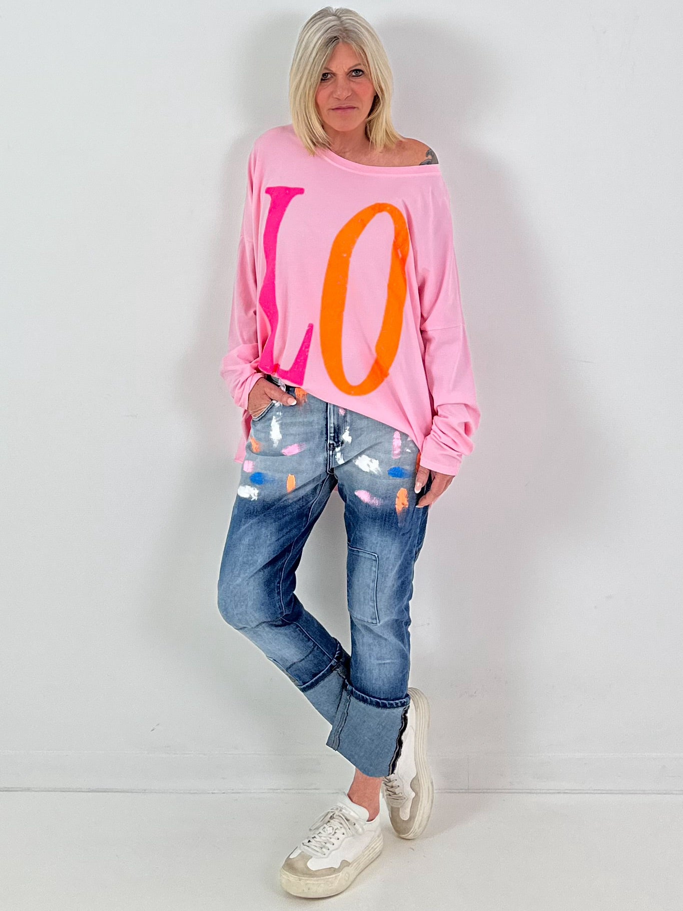 Oversized shirt model "Love Pop" - pink