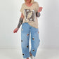 T-shirt with leopard shoe print - beige