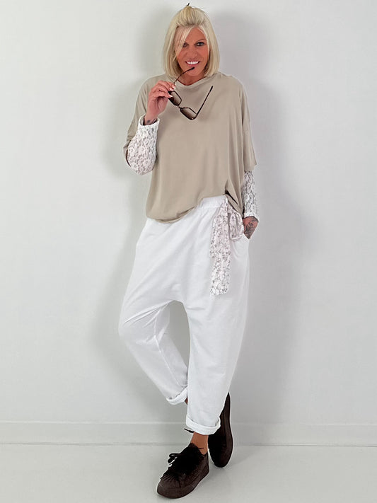 T-Shirt mit Rundhals - beige