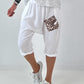 Short linen baggy dress with overlay and sequin details - khaki