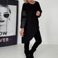 Asymmetrischer Sweater mit Kreuz- und Lederoptik-Details - schwarz