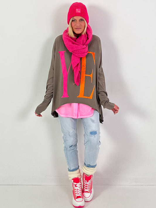 Oversized shirt model "YEAH" - taupe