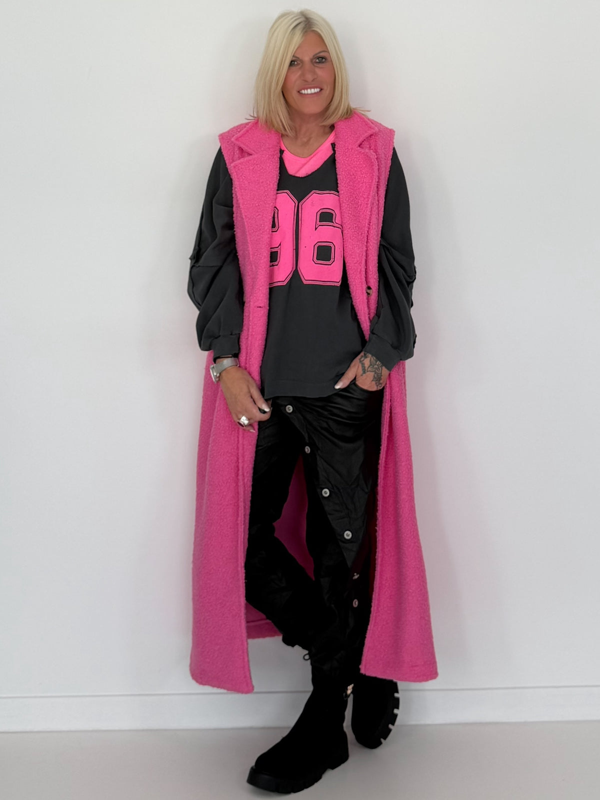 Bouclé Longweste - candypink