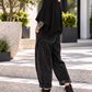 Sweater with turned-up sleeves - black