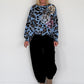 Sweater in all-over leopard print with rhinestone and glitter smileys - light blue-multicolored